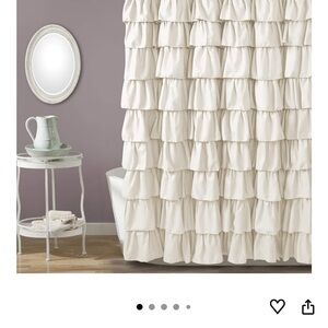 Elegant Cream Ruffled Shower Curtain